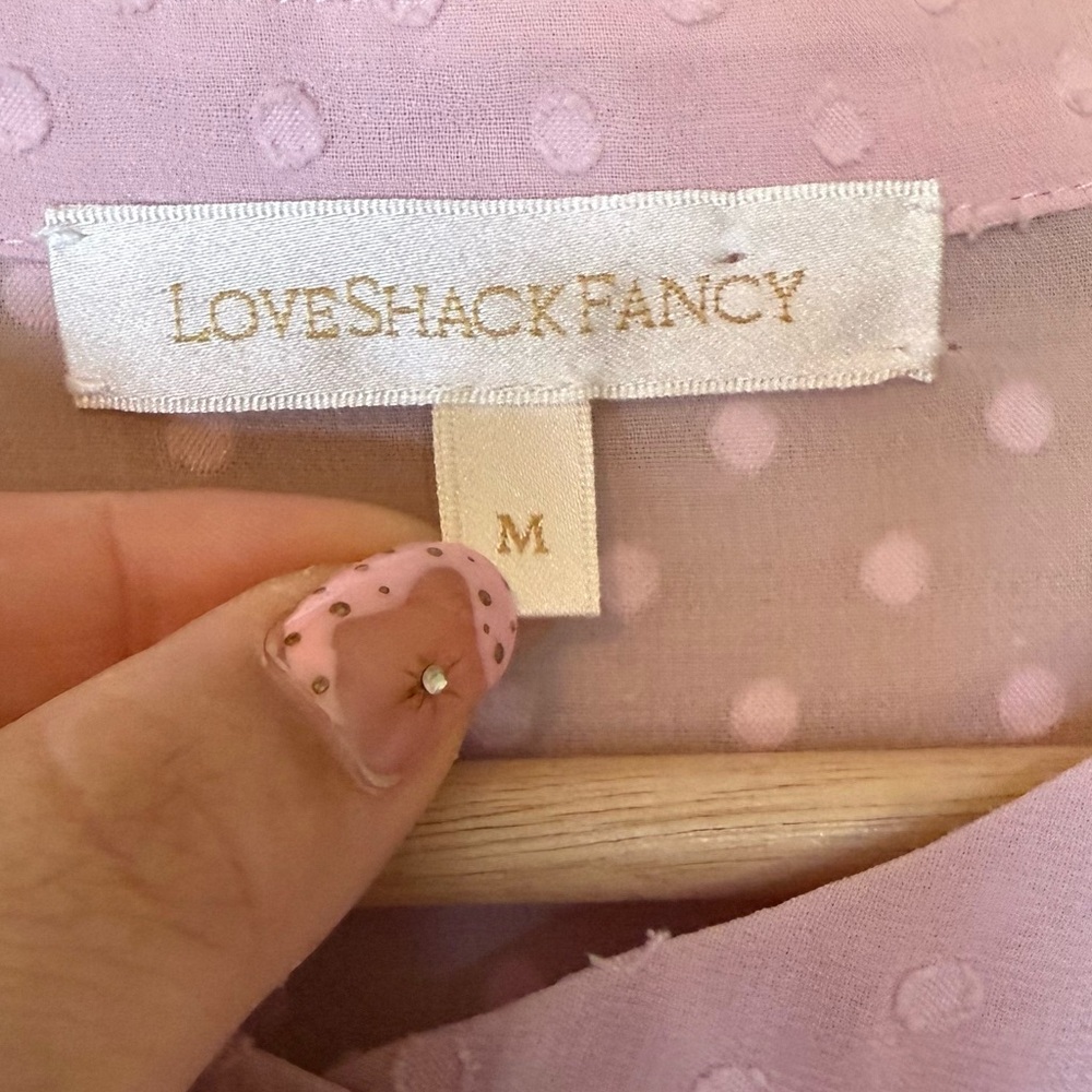 LoveShackFancy Pink Erica Ruffled Bib Collar Blouse Size Medium - Picture 6 of 6